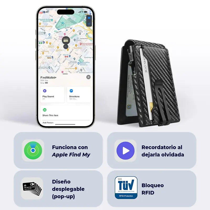 Billetera Inteligente con Rastreo para iPhone: Protege tus tarjetas y localízala en segundos 📲