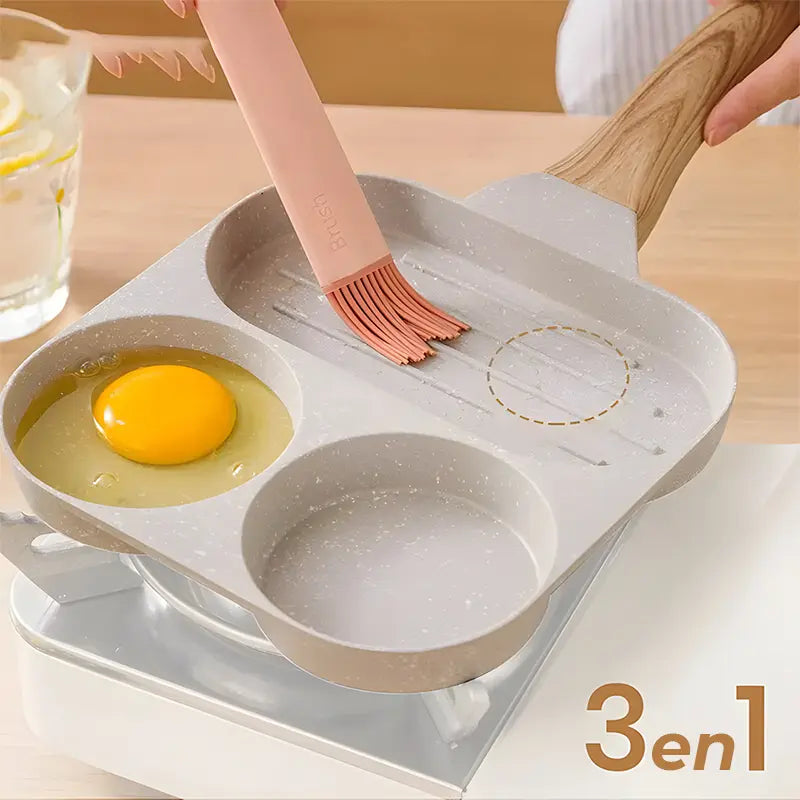 PROMO 2X1: Sartén de 3 espacios ¡Cocina todo a la vez y ahorra tiempo! 🍳