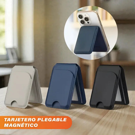 Funda de cuero con tarjetero magnético plegable: protección y organización en un solo accesorio💳