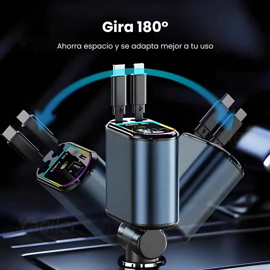 Cargador de Coche Retráctil 120W con Proyección de Cielo Estrellado (4 en 1)