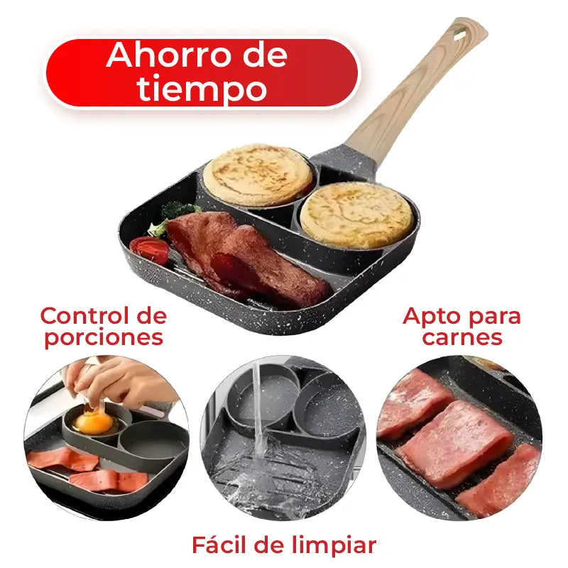 🔥 PROMO 2X1 - Sartén 3 Espacios – Cocina más rápido, con más orden y con más estilo
